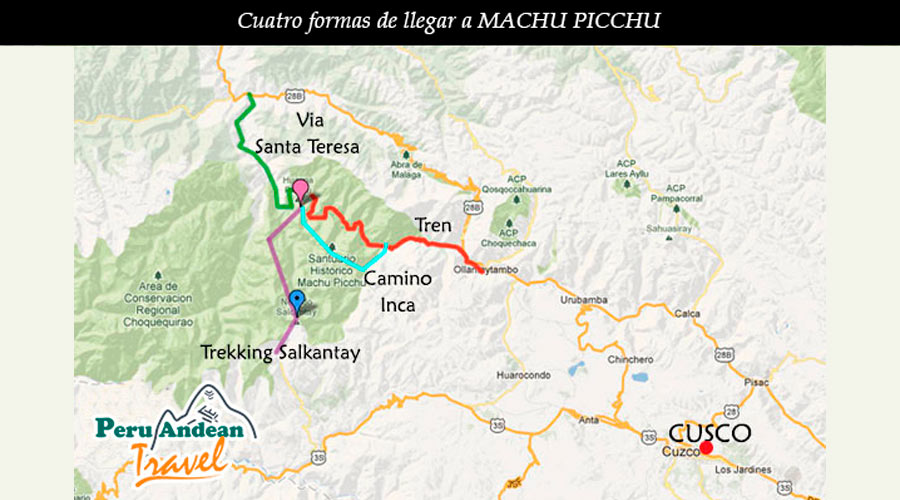 Cuatro formas de llegar a Machu Picchu
